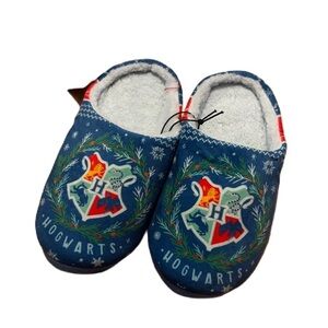 Hogwarts Harry Potter Slippers NEW Sz 10 Blue Women’s Christmas